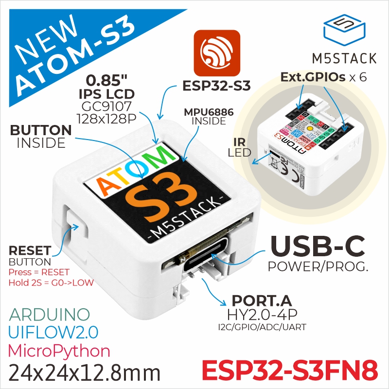 정품 M5Stack ATOMS3 ESP32-S3 프로그 - Esp32 Uart Module 리뷰 및 가격